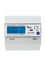 Счетчик электроэнергии НЕВА МТ 324 1.0 AR E4BSC28 трехфазный многотарифный 5(80) класс точности 1.0/2.0 D ЖКИ RS485 регион 63 6119111 Тайпит