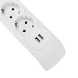 Фильтр сетевой 5 гнезд, 3 м, 3х1,5 мм2, с автовыкл, 2 USB, белый 13-4700 Kranz
