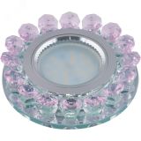 DLS-L102 GU5.3 CHROME/PINK Светильник декоративный встраиваемый, серия Luciole. Без лампы, цоколь GU5.3. Доп. светодиодная подсветка 3Вт. Металл/стекло. Хром/розовый. ТМ Fametto 10000       Uniel