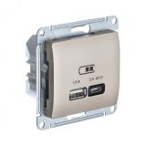 GLOSSA USB РОЗЕТКА A + тип-C 45W высокоскор.заряд. QC, PD, механизм, ТИТАН GSL000429 Systeme Electric