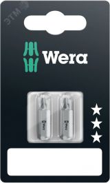 Бита 851/1 Z PH SB вязкая твердость хвостовик 1/4 C 6.3 2 шт PH 2 x 25 мм с держателем-еврослот WE-073305 Wera