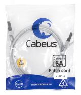 Патч-корд S/FTP, категория 6а (10G), 2xRJ45/8p8c, экранированный, серый, LSZH, 1м 7901c Cabeus
