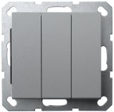 Выключатель трехклавишный 10A 250V~ с накладкой, цвет Алюминий G3031S Jasmart