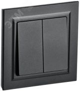 BRITE Выключатель двухклавишный 10А в сборе ВСР10-2-0-БрЧ черный IEK BR-V20-0-10-K02-F IEK