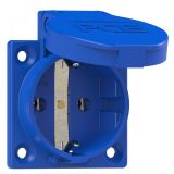 Розетка встраиваемая 16A/250V/2P+E/IP54 50x50 подключение сбоку синяя 00-00002576 PCE