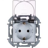 Розетка 2К+З IP 44 с откидной крышкой и шторками немецкий стандарт 16 А 250 В~ INSPIRIA алюминий 673742 Legrand/Daccord