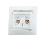 Мира Розетка RJ 45 х 2 белый с вставкой белый 701-0202-141 Lezard