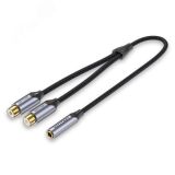 Переходник - разветвитель аудио Jack 3.5 мм F на 2RCA F, 0.3 м. 1000699347 Vention