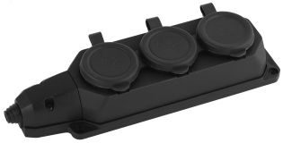 Колодка каучуковая с/з 3гн 16A IP44 черная        K-3e-B-IP44 Б0044545 ЭРА