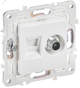 SKANDY Розетка двойная TV+RJ45 кат.6E SK-A15W арктический белый IEK SK-AK20-2-K01 IEK