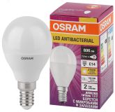 Лампа светодиодная LED Antibacterial Шарообразная 7,5Вт (замена 75 Вт), 806Лм, 2700 К, цоколь E14 OSRAM 4058075561298 LEDVANCE