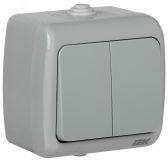 AQUATIC Выключатель 2 клавишный открытой установки10А IP54 ВС-20-2-0-A EVA20-K03-10-54 IEK