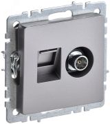 BRITE Розетка двойная TV+RJ45 кат.5E РТВ/РК12-БрС сталь BR-AK20-1-K46 IEK