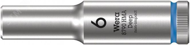 Головка торцевая шестигранная 8790 HMA Deep DR 1/4 глубокая 6 x 50 мм WE-004503 Wera