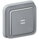 Plexo Кнопка 10A НО+НЗ встроенная с подсветкой серая 069821 Legrand