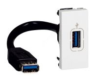 Розетка USB Mosaic 1 модуль оборудована шнуром белая 078746 Legrand