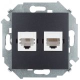 Розетка комбинированная RJ11 + RJ45 Cat.5e UTP (Systimax) цвета графит S15 1591590-038 Simon