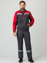 Костюм Сфера NEW (ткань Смесовая,210) полукомбинезон, темно-серый/красный, 68-70/ 170-176 87468102013 Факел