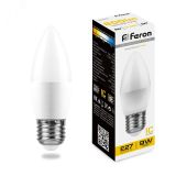 Лампа светодиодная LED 9вт Е27 теплый матовая свеча 25936 FERON