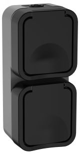 Розетка 2-местная вертикальная TORS 16А IP55 графит TS-R26-16-55-V-K53 IEK