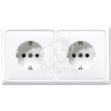 Розетка штепсельная SCHUKO 16A 250V сдвоенная полная плата термопласт белая CD522BFWW JUNG