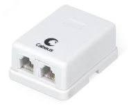 Розетка телефонная RJ-12(6P4C), двойная, внешняя, белая 7484c Cabeus