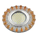 DLS-L148 GU5.3 GLASSY/GOLD Светильник декоративный встраиваемый, серия Luciole. Без лампы, цоколь GU5.3. Доп. светодиодная подсветка 3Вт. Стекло. Зеркальный/прозрачный+светло-желтый. ТМ Fametto UL-00003900 Uniel