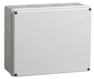 Коробка КМ41342 распаячная для открытой проводки 240х195х90мм IP55 (RAL7035 монтажная плата кабельные вводы 5 шт) UKO10-240-195-090-K52-55 IEK