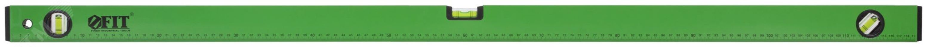 Уровень ''Техно'', 3 глазка, зеленый корпус, фрезерованная рабочая грань, шкала 1200 мм 18122 FIT