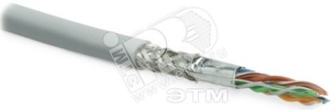 Кабель витая пара. экранированная SF/UTP. категория 6. 4 пары (26 AWG). многожильный (patch). экран - фольга + медная оплетка. LSZH. серый (500 м) 236294 Hyperline