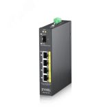 Коммутатор неуправляемый промышленный 4 порта PoE+ 10/100/1000 Мб/с, 1xSFP 124613 Zyxel