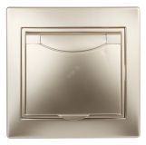 Розетка 2P+E Schuko с крышкой, 16А-250В, СУ, Plano, шампань, 1-203-04 Б0030063 ЭРА
