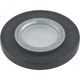 DLS-L104 GU5.3 CHROME/BLACK Светильник декоративный встраиваемый, серия Luciole.  Без лампы, цоколь GU5.3. Доп. светодиодная подсветка 3Вт. Металл/полимер. Хром/черный в технике «Кракле». ТМ Fametto 10720       Uniel