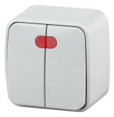 Выключатель двойной с подсветкой, 10A-250В, ОУ, Polo, белый,3-105-01 Б0036096 ЭРА