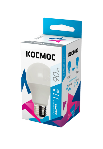 Лампа светодиодная LED 11Вт 220В Е27 D60х108 4500 белый 900Лм А60 LkecLED11wA60E2745 Космос