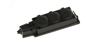 Колодка 3х розетка 2К+З каучуковая 16А/250В IP44 Чёрная MultiSet MST4103BK Systeme Electric