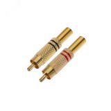 Разъем штекер RCA металл пайка ZN чёрный/красный GOLD PROCONNECT 14-0405-1 REXANT
