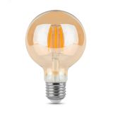 Лампа светодиодная филаментная LED 6 Вт 620 лм 2400К AC185-265В E27 шар G95 теплая золотистая колба диммируемая Black Filament Gauss 105802006-D GAUSS