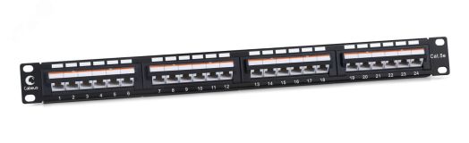 Патч-панель 19' (1U), 24 порта RJ-45, категория 5e, Dual IDC, угол портов 45 градусов 10190c Cabeus