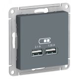 Розетка ATLASDESIGN USB 5В 1 порт x 2,1 А 2 порта х 1,05 А механизм грифель ATN000733 Systeme Electric