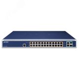 Коммутатор управляемый L3 PoE 24 порта 10/100/1000 Мб/с, 2хSFP, 2хRJ45, 2280 Вт 1000670199 PLANET