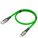 Кабель USB AM на Lightning, 1.2 м., зеленый нейлон, быстрая зарядка 1000627649 Greenconnect