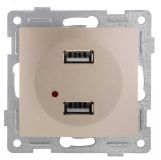 GUSI Bravo механизм розетки USB,  двойной,  скрытая  установка. Цвет  золото. С10USB2-005 GUSI ELECTRIC