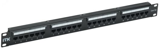 Патч-панель кат. 5е UTP 24 порта Dual IDC слайд лейбл 1U PP24-1UC5EU-D05L ITK