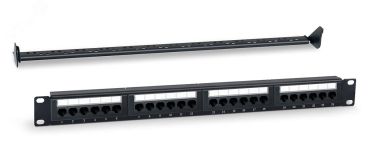 Патч-панель 19 (1U) 24 порта RJ-45 категория 5 Dual IDC с задним кабельным организатором цвет черный WRline 505208 WRLine