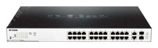 Коммутатор управляемый PoE L2 24 порта 10/100/1000 Мб/с, 2хSFP 370 Вт 123057 D-Link