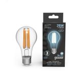 Лампа светодиодная филаментная LED 26 Вт 2700 лм 4100К AC185-265В E27 А70 (груша) нейтральный Black Filament 102902226 GAUSS