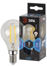 Лампа светодиодная филаментная F-LED P45-7W-840-E14 (филамент, шар, 7Вт, нейтр, E14 (10/100/3000) Б0027947 ЭРА
