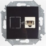 Розетка компьютерная RJ45 категория 5е черный глянец 1591598-032 Simon