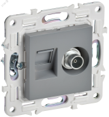 SKANDY Розетка двойная TV+RJ45 кат.5E SK-A14Gr серый IEK SK-AK20-1-K03 IEK